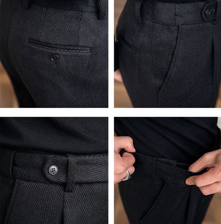 Heritage Wollmischung Fischgrät-Hose