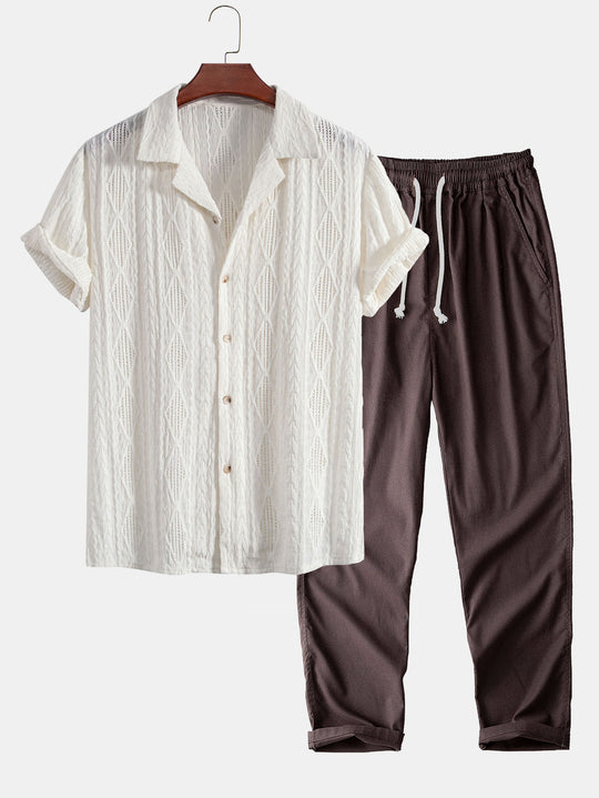 Chemise cubaine et pantalon en lin à jambe droite