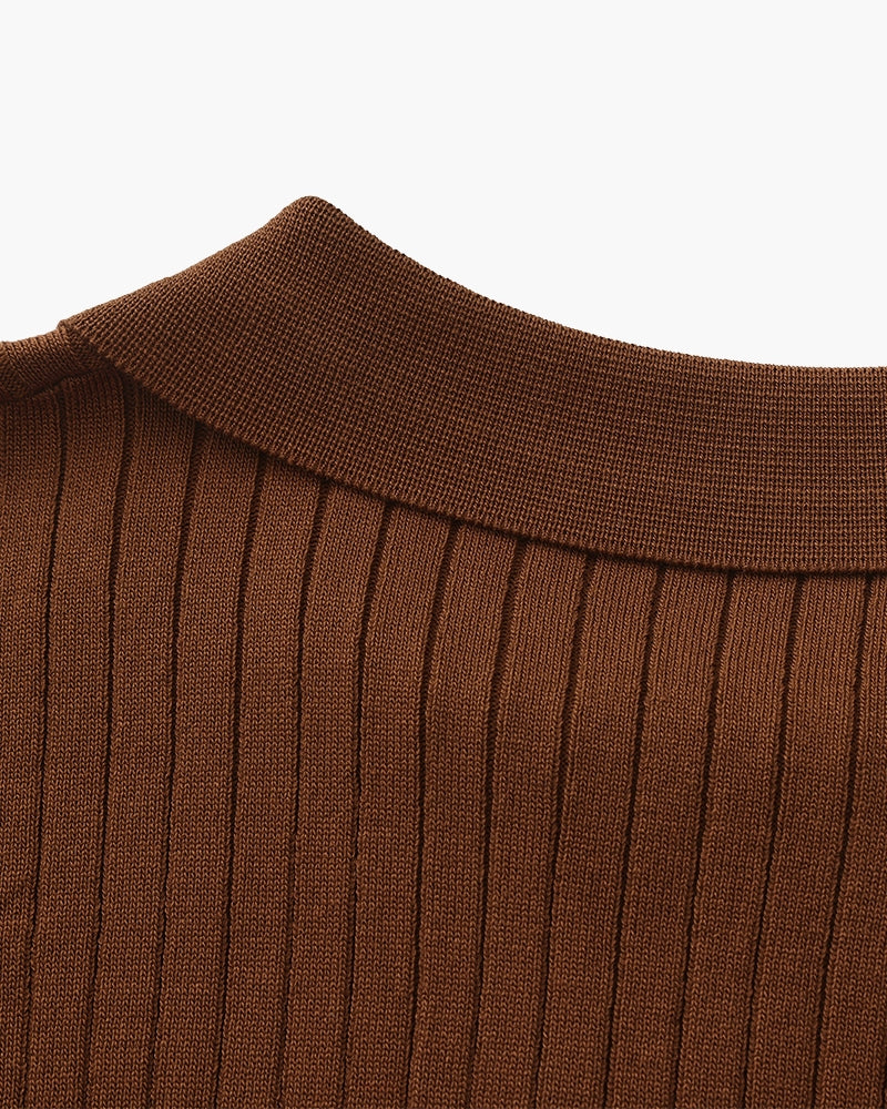 Gerippte Strick-Polo – Feine Merinowolle