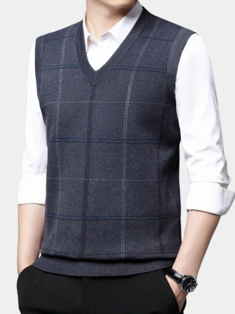 Academic Checkered Knit Vest - Fayymont Co