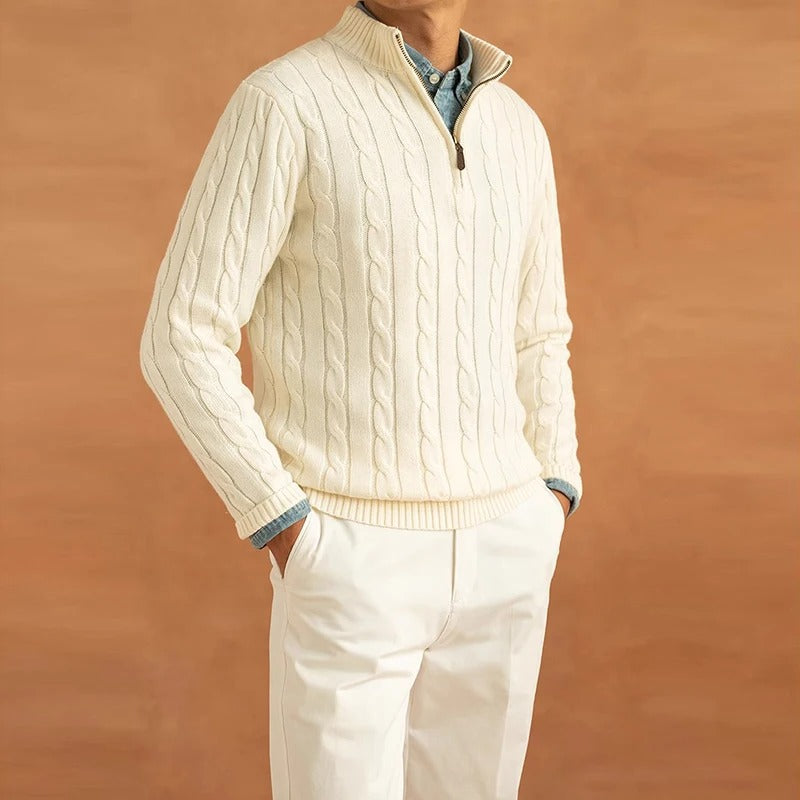 Old Money Jacquard Stehkragenpullover
