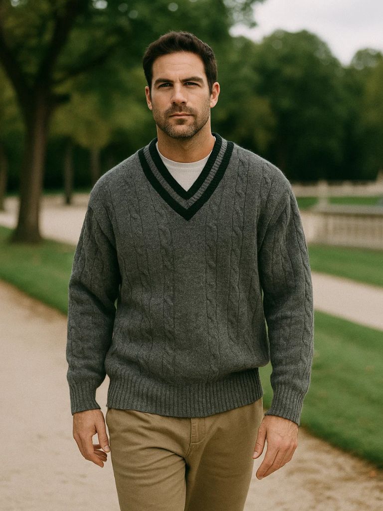 Minimalistischer V-Ausschnitt Pullover - Fayymont Co