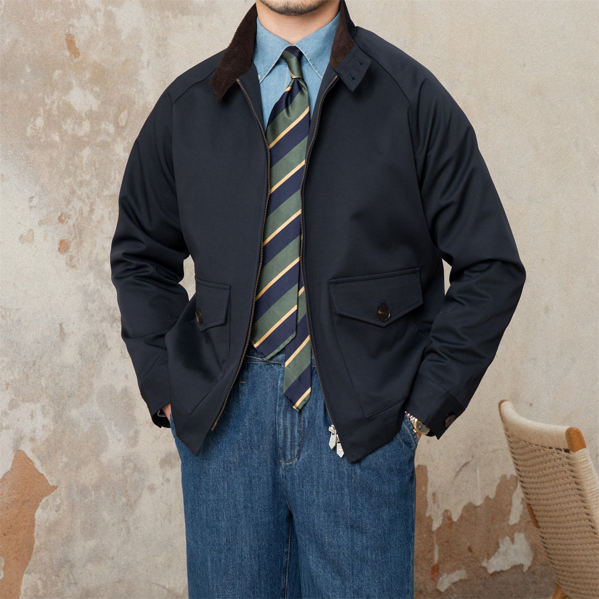 G9 Harrington Cordjacke mit Cordkragen