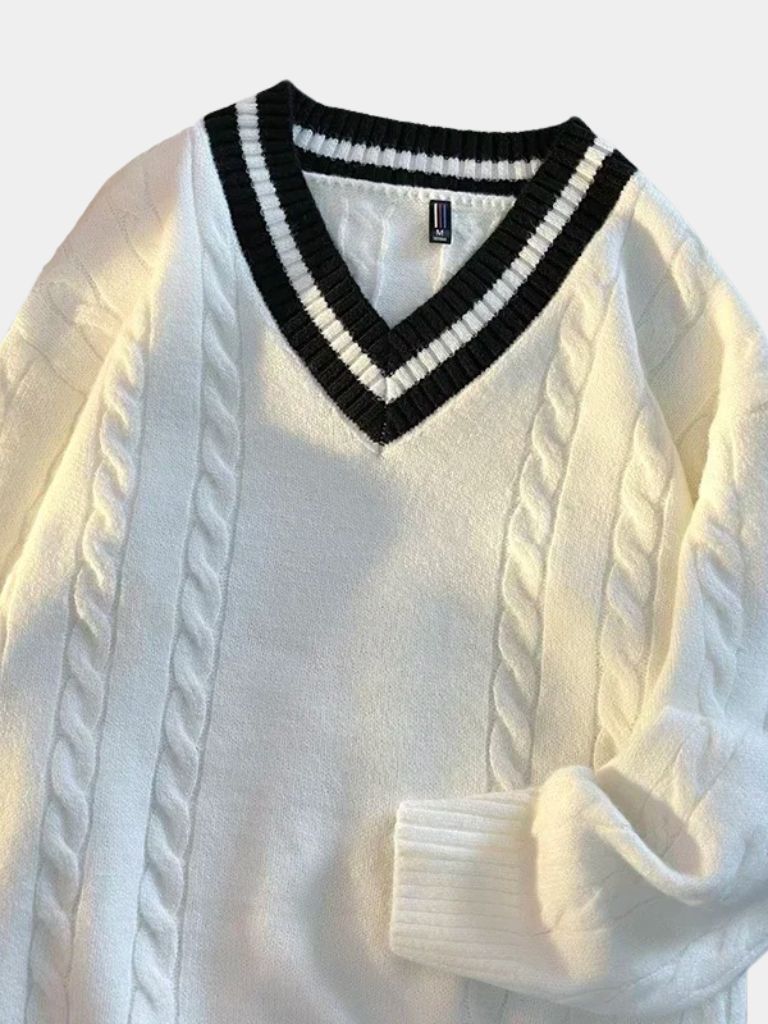 Minimalistischer V-Ausschnitt Pullover - Fayymont Co