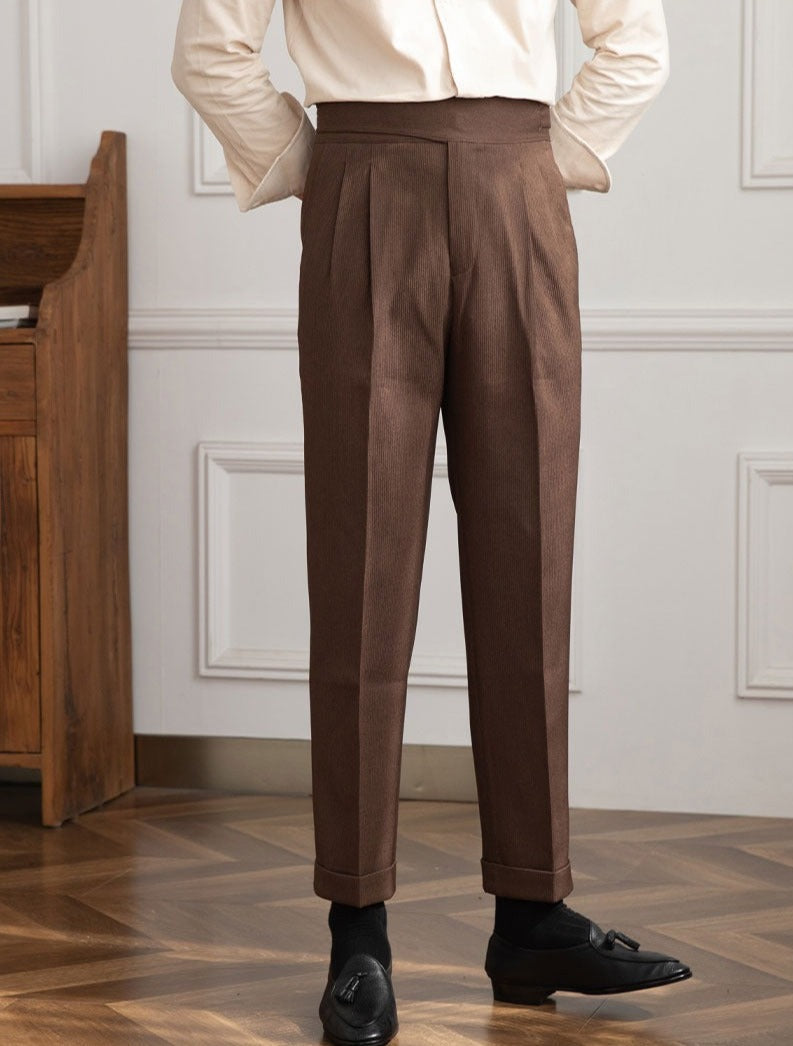 Moneglia gerippte gerade geschnittene plissierte Hose