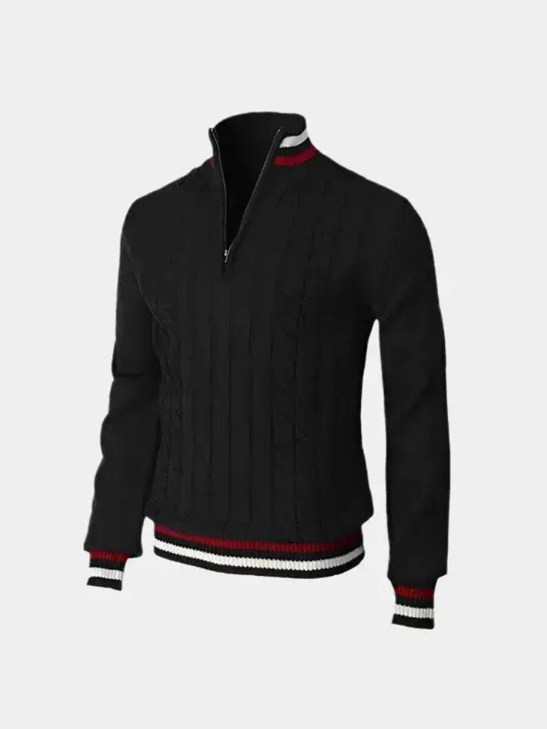Wesentlicher Pullover mit halbem Reißverschluss und Rollkragen