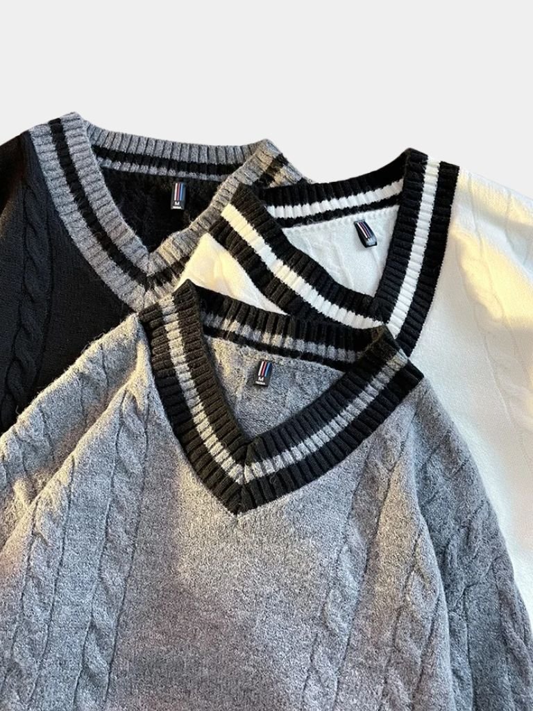Minimalistischer V-Ausschnitt Pullover - Fayymont Co