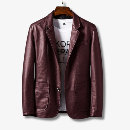 Stilvolle Herren-Lederjacke mit Stehkragen und Knopfverschluss