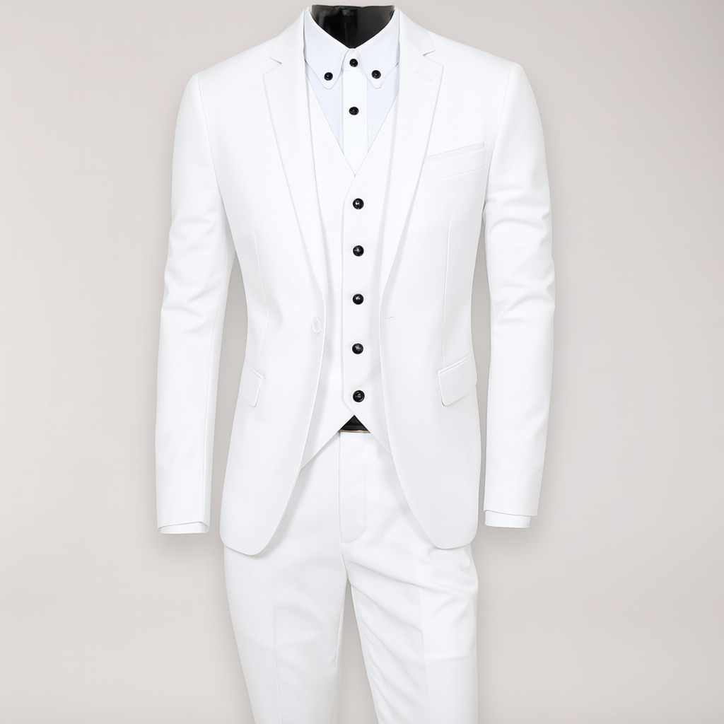 Herren 3-teiliger Slim Fit Anzug – Maßgeschneiderter Blazer, Weste und Hose für formelle Anlässe