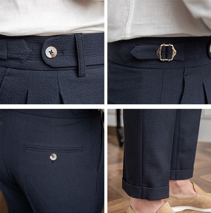 Positano Seersucker luftige doppelt plissierte Hose