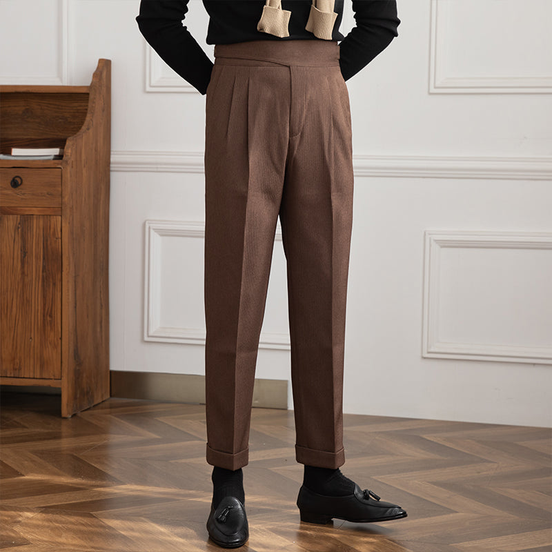Moneglia gerippte gerade geschnittene plissierte Hose