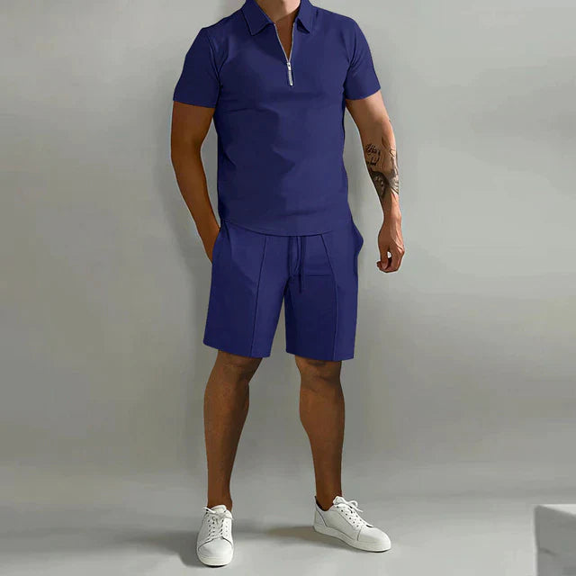 Baumwoll-Piqué-Polo & Twill-Shorts-Co-Ord