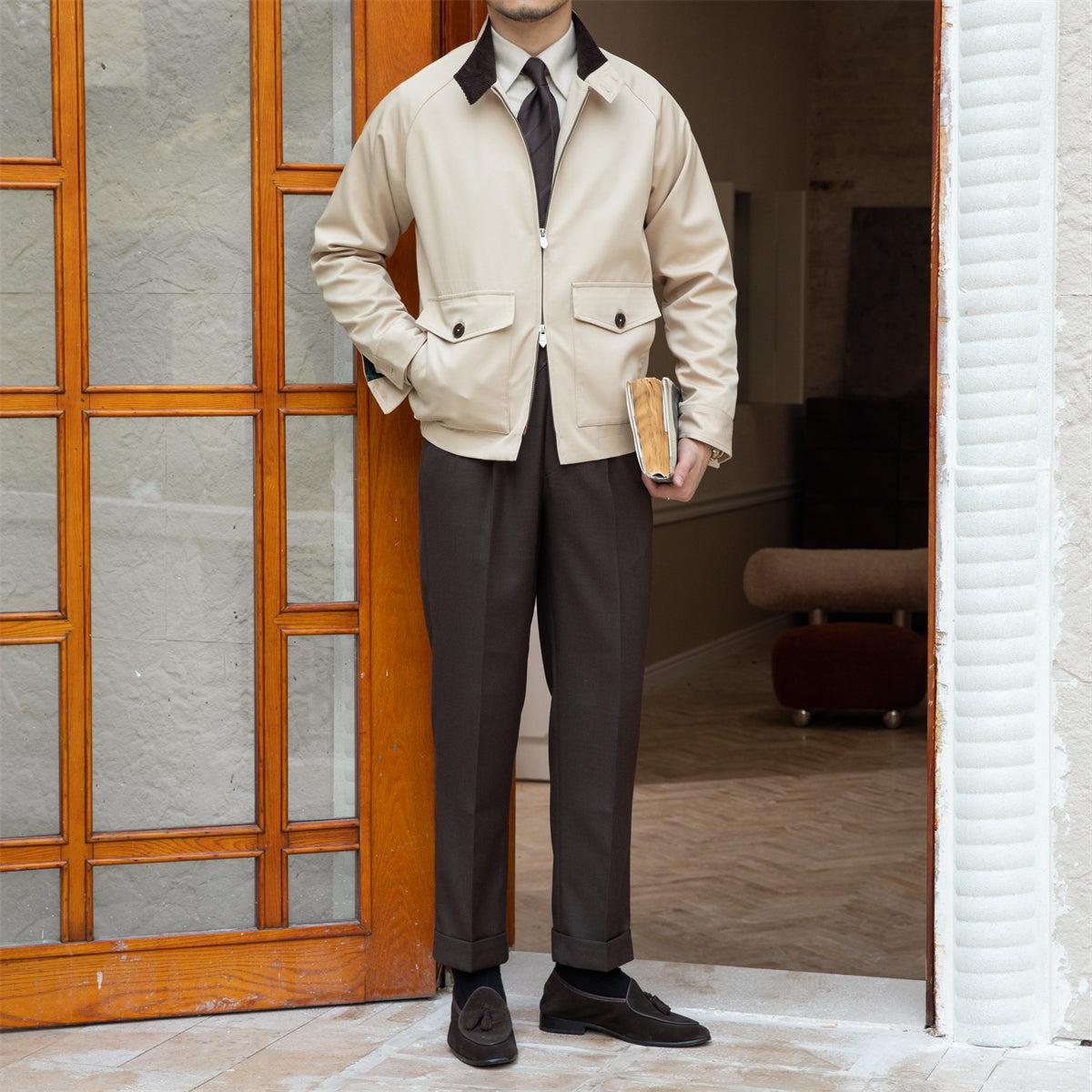 G9 Harrington Cordjacke mit Cordkragen