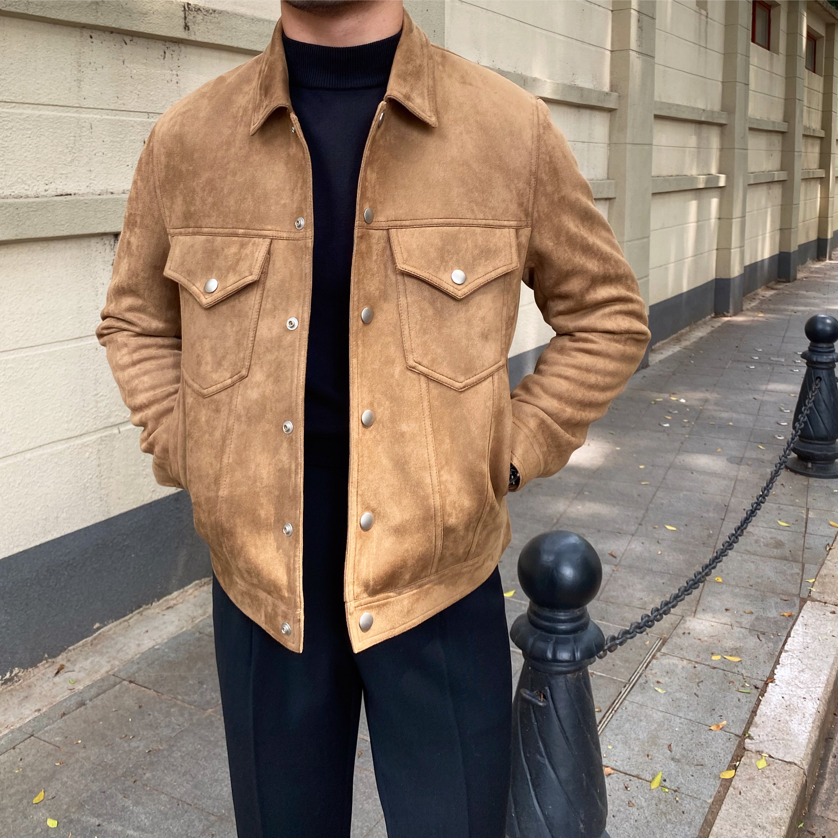 Westliche Wildleder-Hemdenjacke