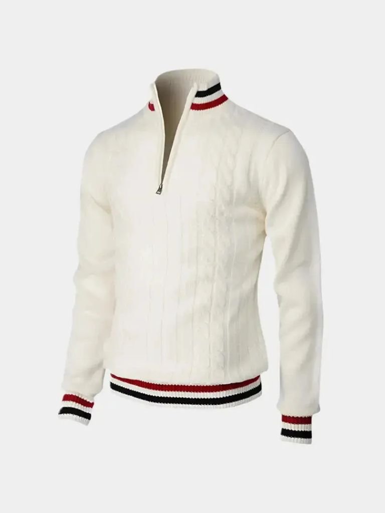 Wesentlicher Pullover mit halbem Reißverschluss und Rollkragen