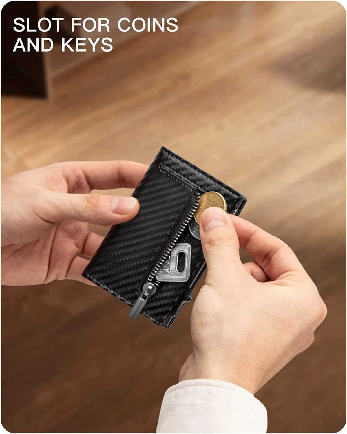 Smart Carbon RFID Geldbörse mit automatischem Pop-Up Kartenfach