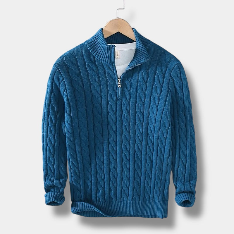 Old Money Jacquard Stehkragenpullover