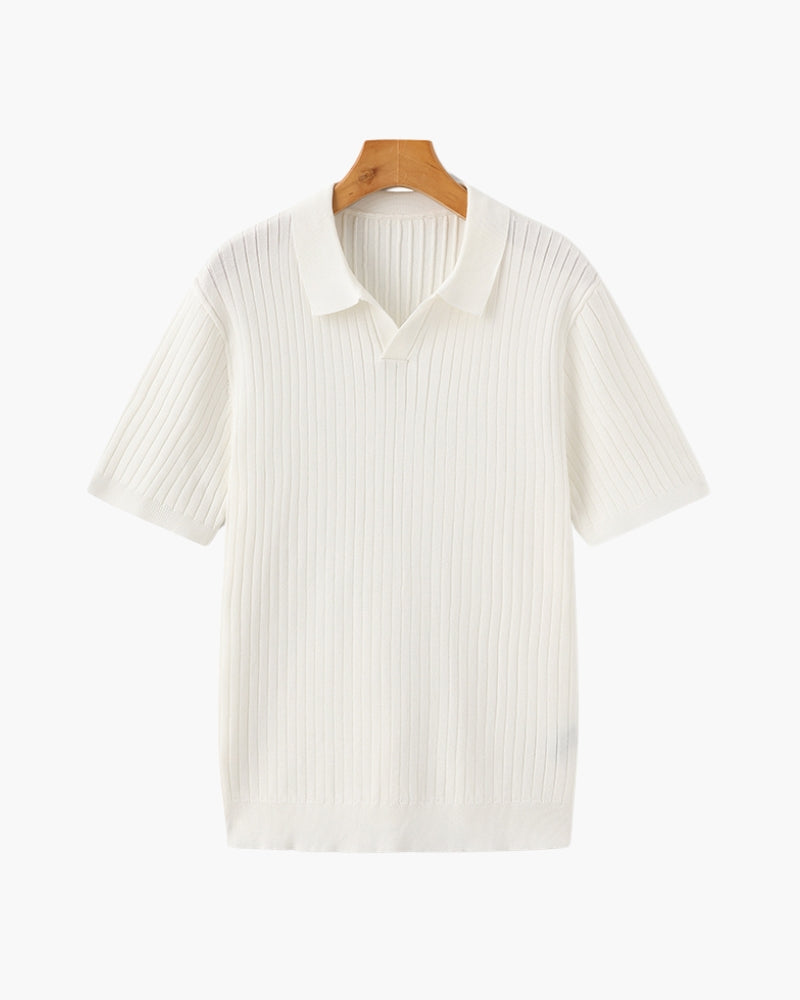 Gerippte Strick-Polo – Feine Merinowolle