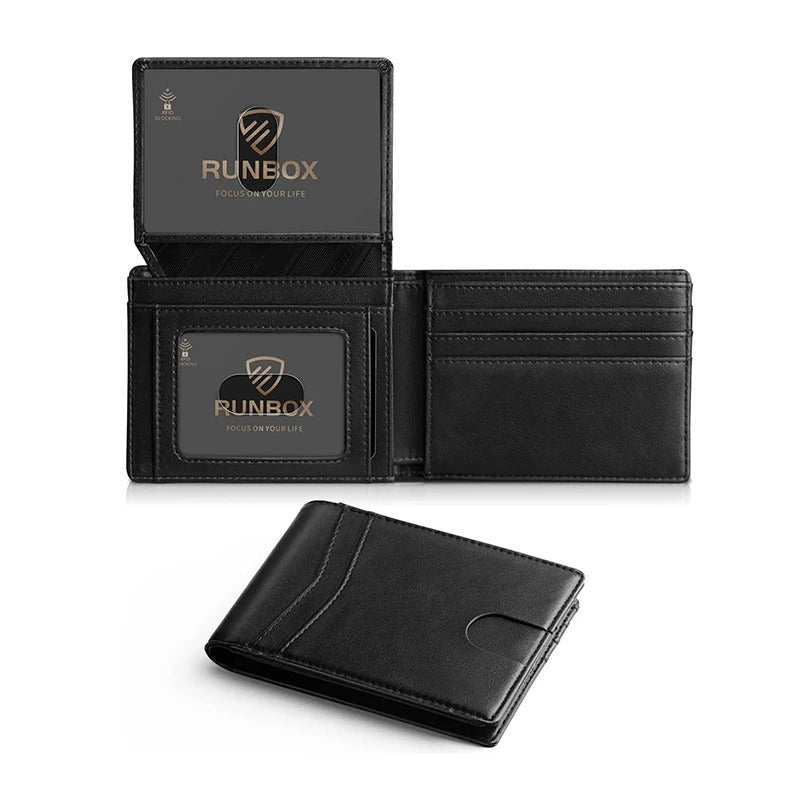 Herren Ultra Slim RFID Leder Geldbörse Carbonfaser