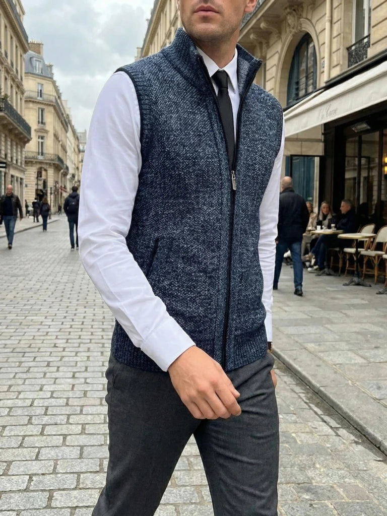 Elegant Full-Zip Sweater Vest - Fayymont Co