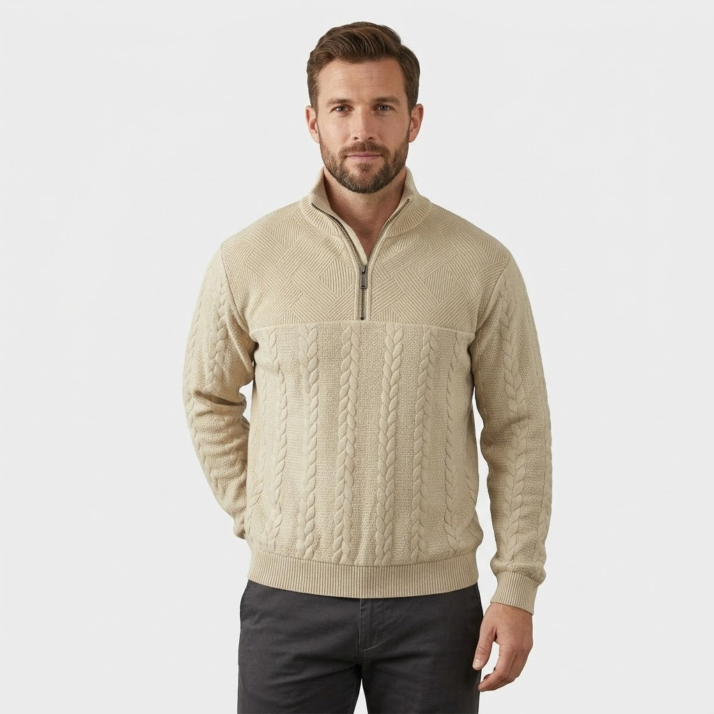 Pull-over essentiel Henley à fermeture éclair quart - Fayymont Co