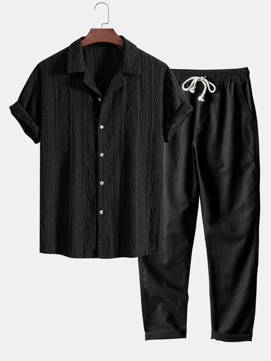 Chemise cubaine et pantalon en lin à jambe droite