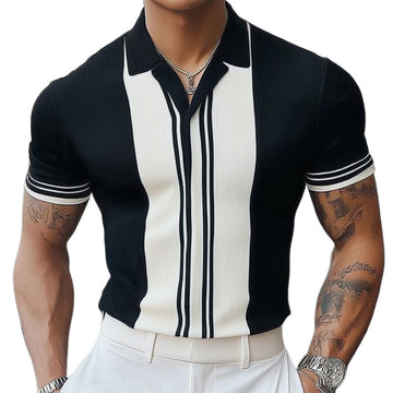 Fayymont | Men's Summer Classic Black and White Knitted Short Sleeve T-Shirt