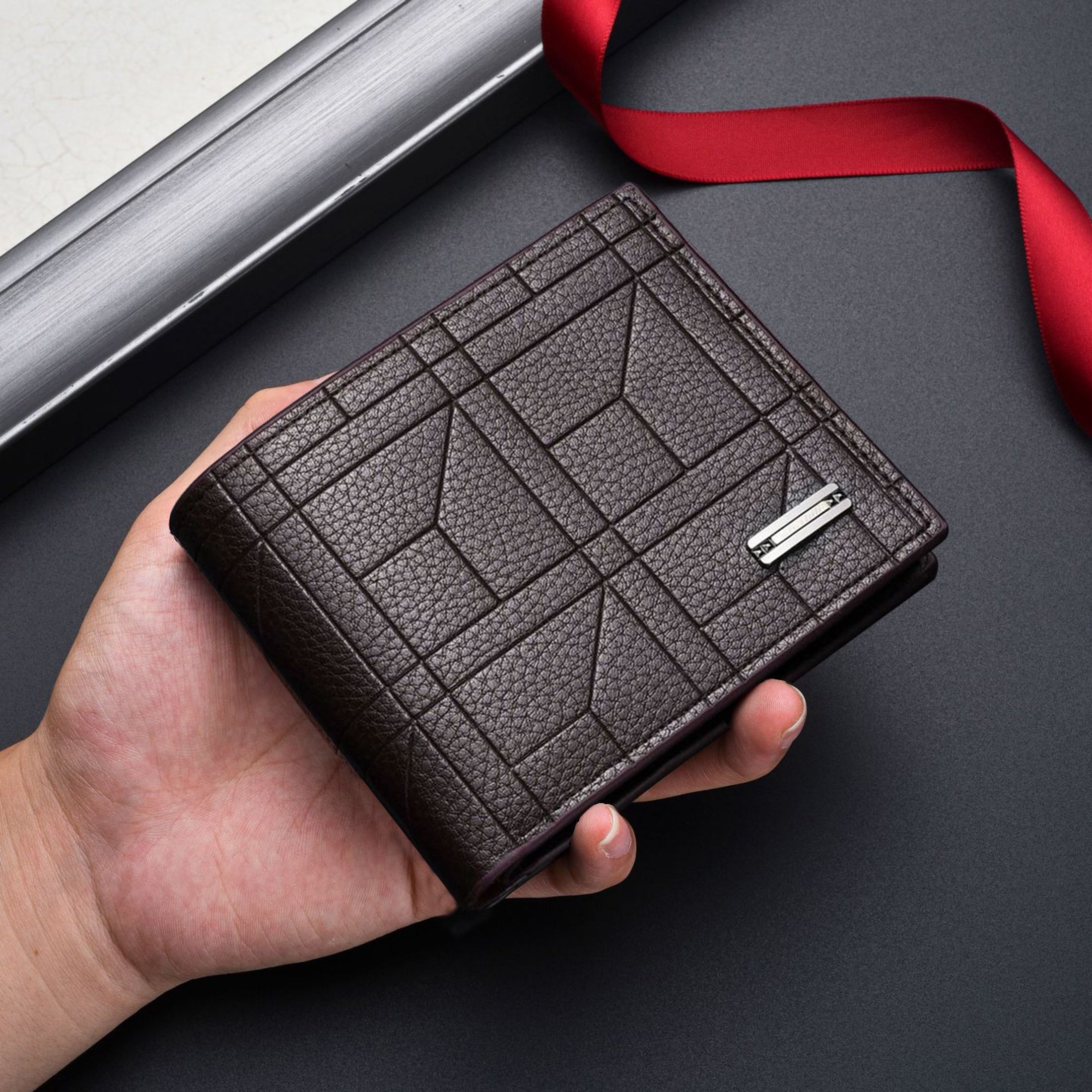 Herren PU-Leder Geldbörse mit großer Kapazität & mehreren Kartenfächern Perfektes Geschenk für ihn