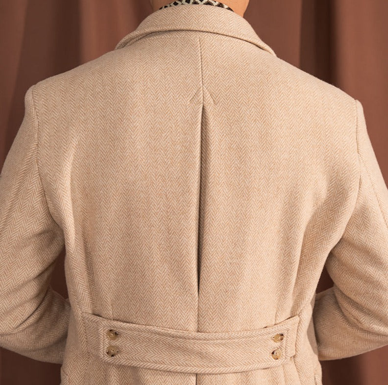 Manteau polo en chevrons vintage en mélange de laine Palazzo