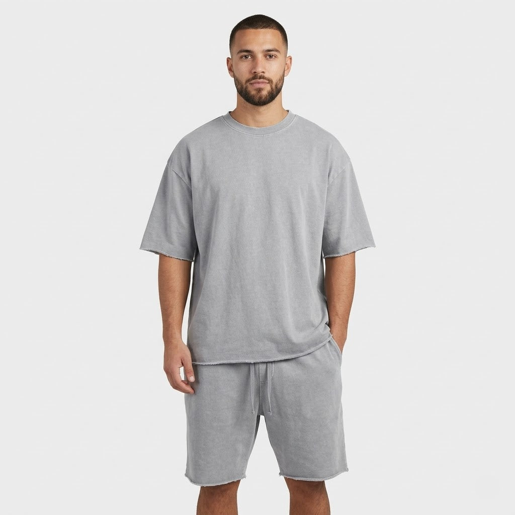 Herren 100% Baumwolle T-Shirt & Shorts Set – Koordinierter Loungewear Set Sommer-Essential