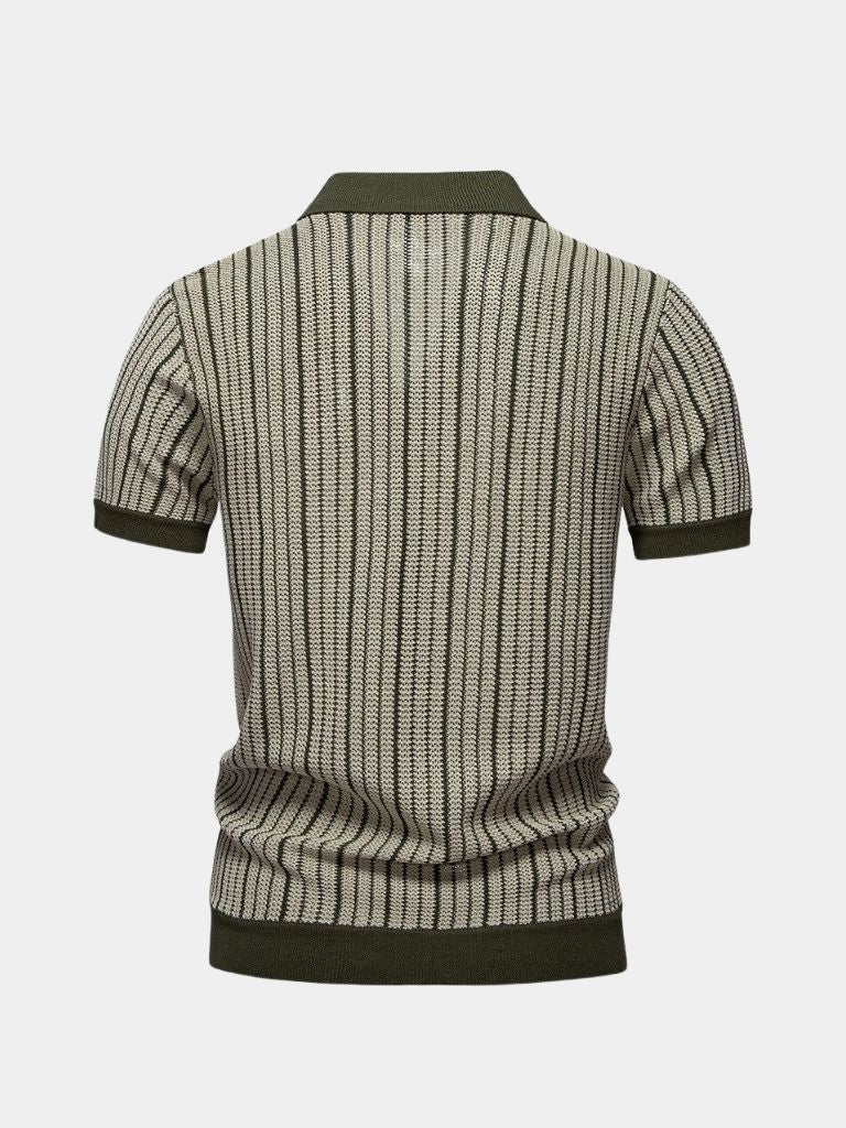 Striped Knit Polo Shirt - Fayymont Co