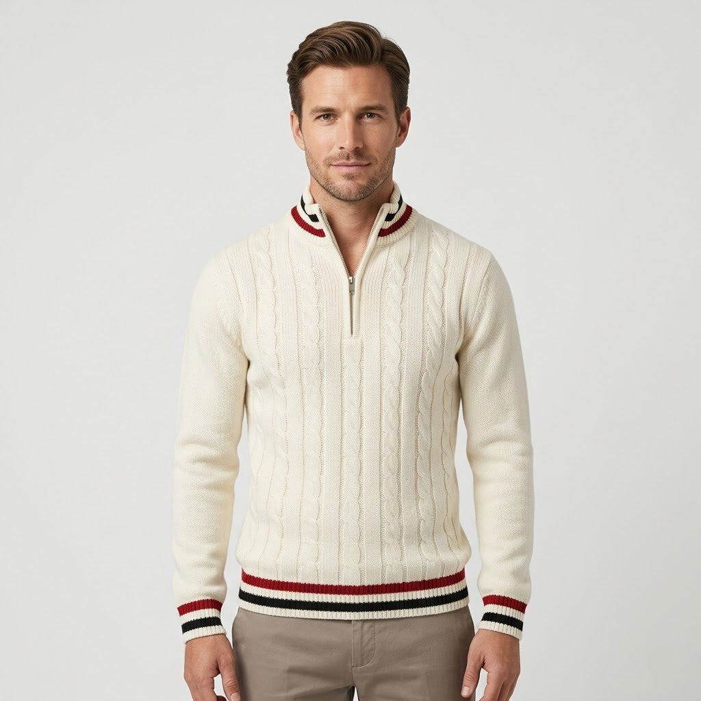Wesentlicher Pullover mit halbem Reißverschluss und Rollkragen
