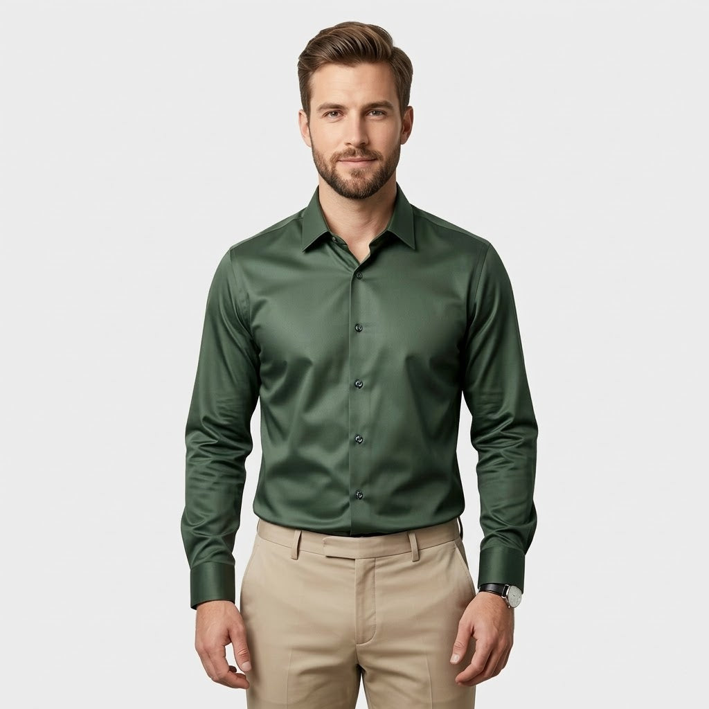 Chemise en popeline infroissable — manches longues