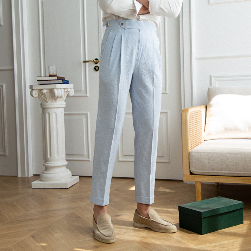 St. Tropez Seersucker luftige plissierte Hose