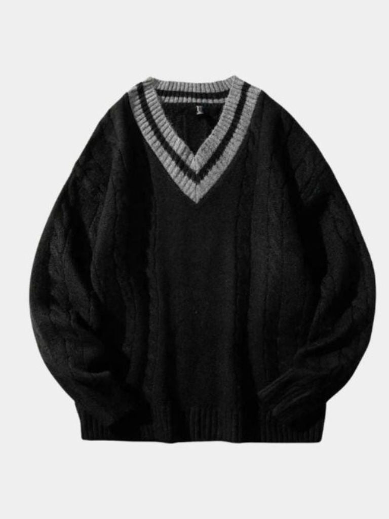 Minimalistischer V-Ausschnitt Pullover - Fayymont Co