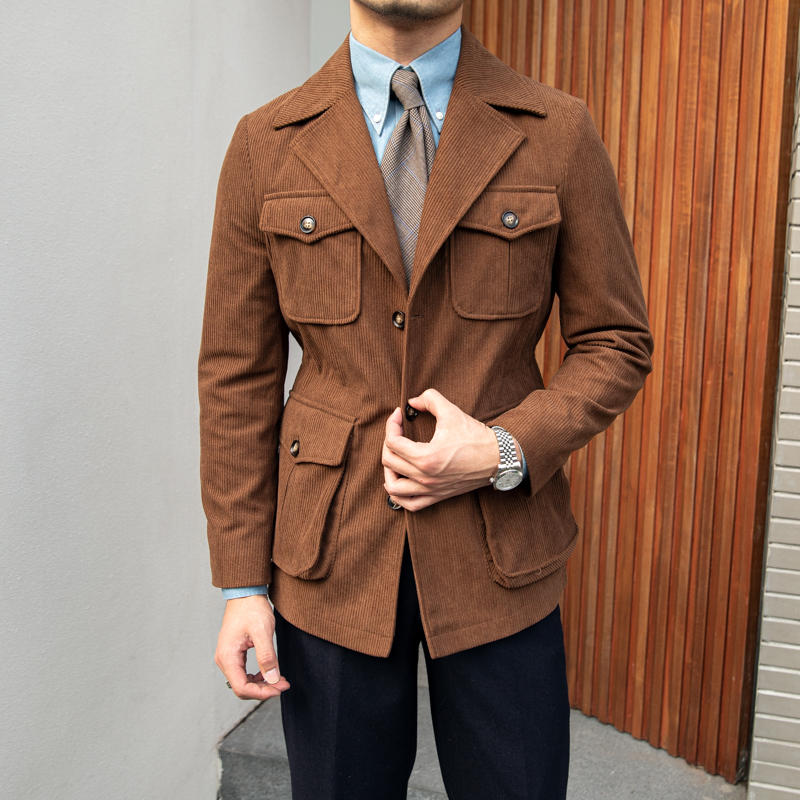 Oslo Corduroy Taillierte Safari-Jacke mit Reverskragen