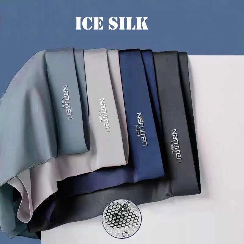 4 Pack Ice Silk Men's Boxer Underwear Breathable & Comfortable
