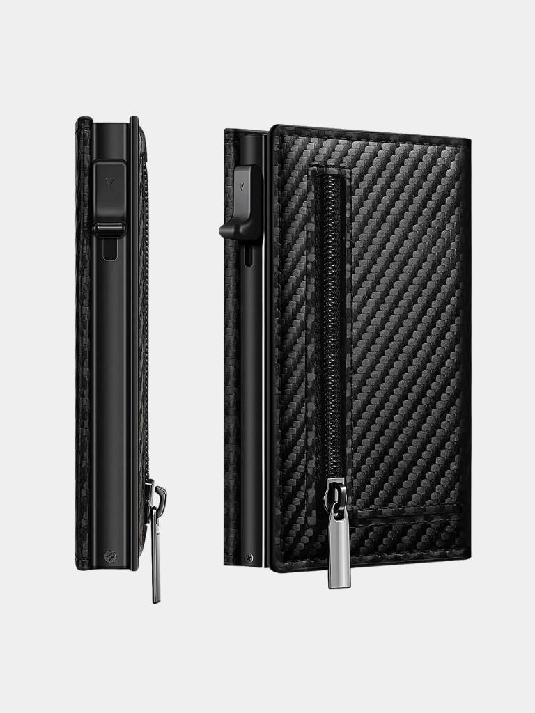 Carbon Fiber Wallet with Air Tag Holder RFID Blocking - Cross & Crown