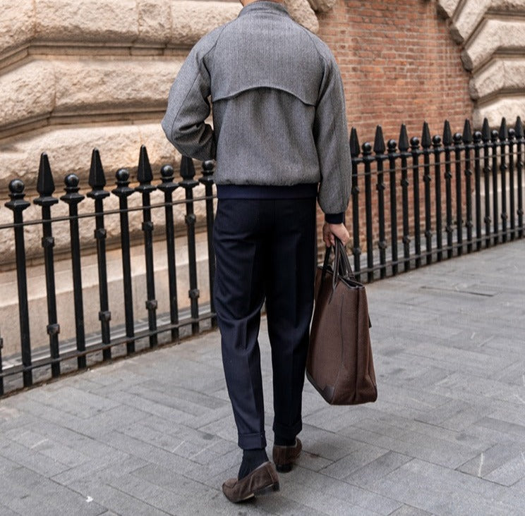 Wollmischung Harrington Fischgrätjacke