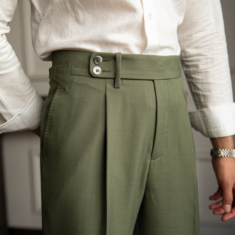 Toskana Doppelknopfverschluss Faltenhose