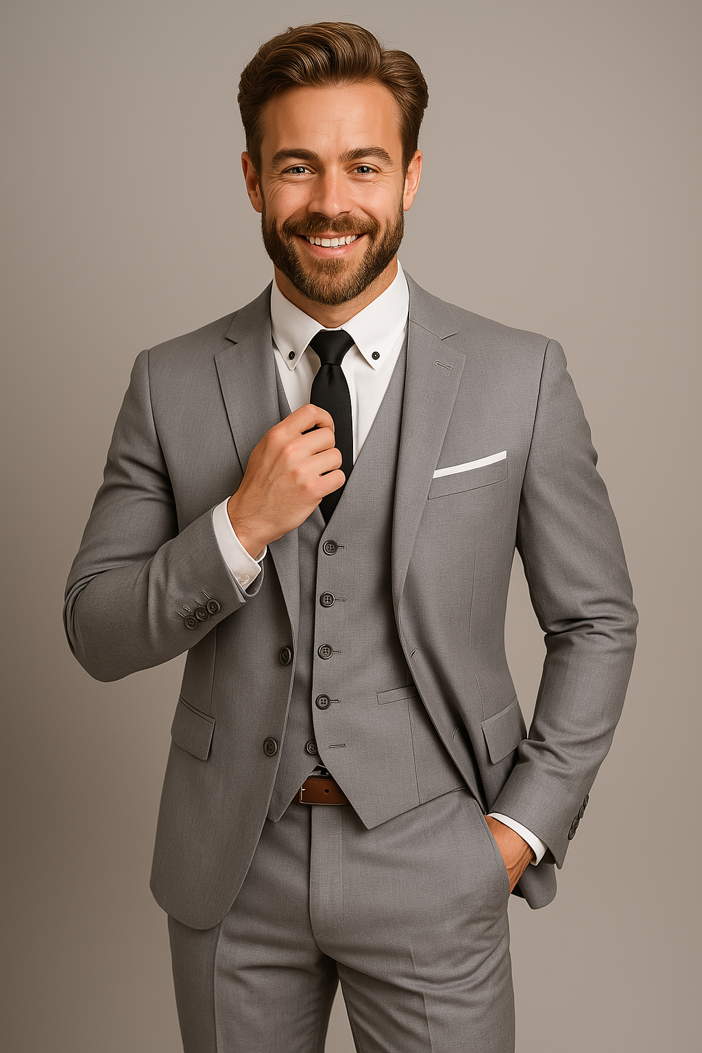Herren 3-teiliger Slim Fit Anzug – Maßgeschneiderter Blazer, Weste und Hose für formelle Anlässe