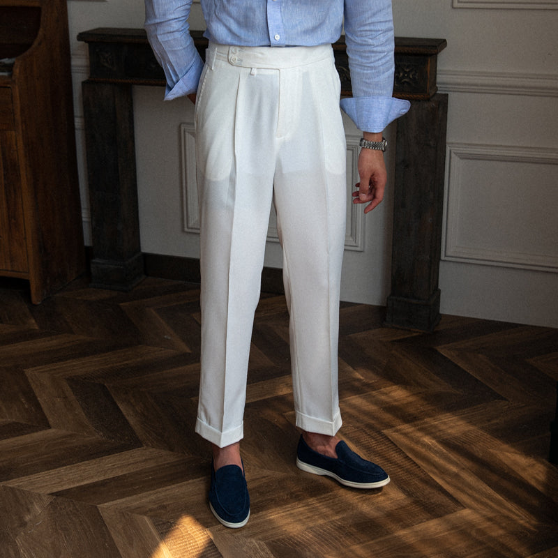 Toskana Doppelknopfverschluss Faltenhose