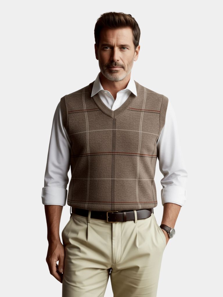 Academic Checkered Knit Vest - Fayymont Co