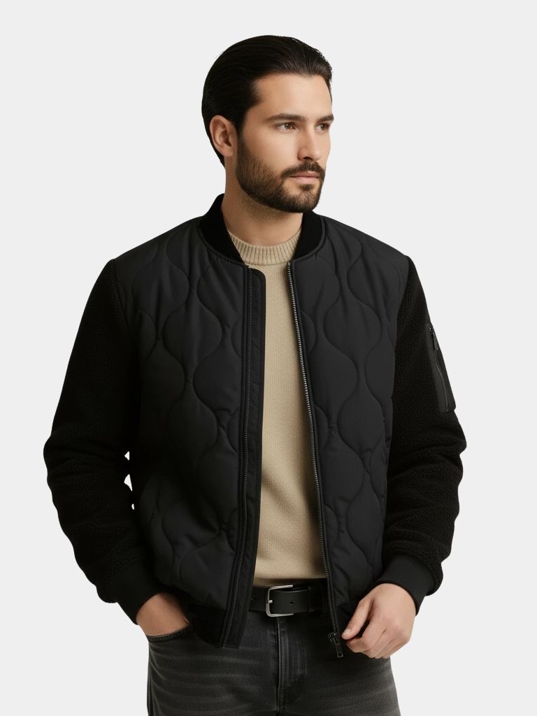 Sherpa Sleeves Padded Bomber Jacket