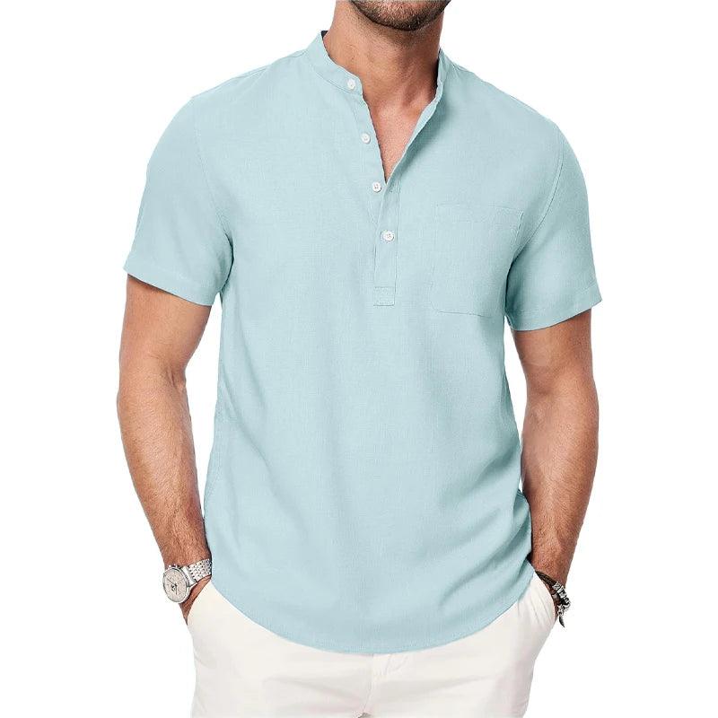 Shoreline Henley | Herren Leichtes Baumwoll-Strandhemd mit Tasche