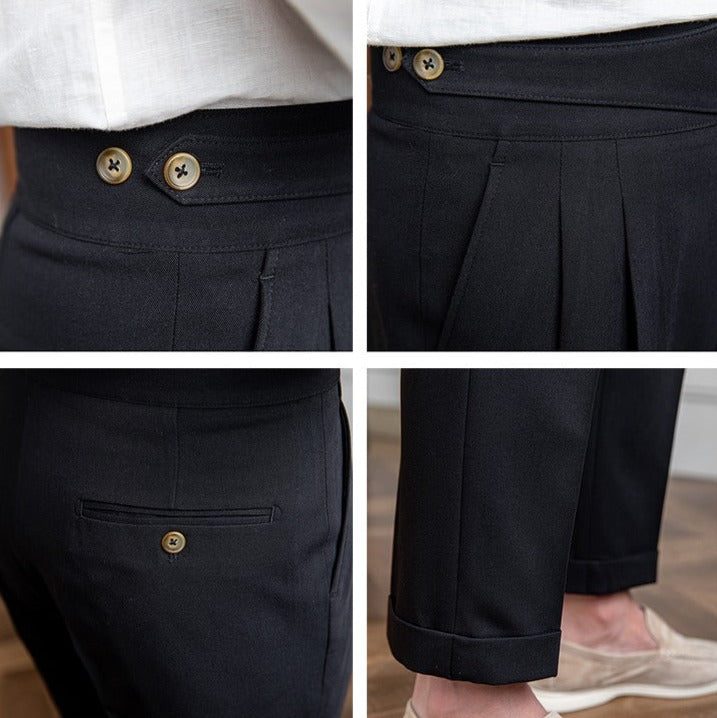 Moneglia Gerade Passform Faltenhose