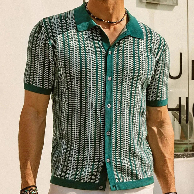 Striped Piqué Polo — Nautical Fine Stripe