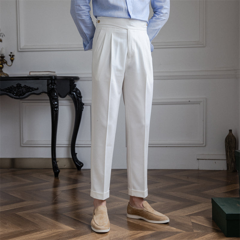 Moneglia Gerade Passform Faltenhose
