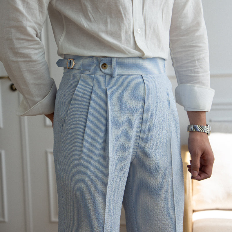 St. Tropez Seersucker luftige plissierte Hose