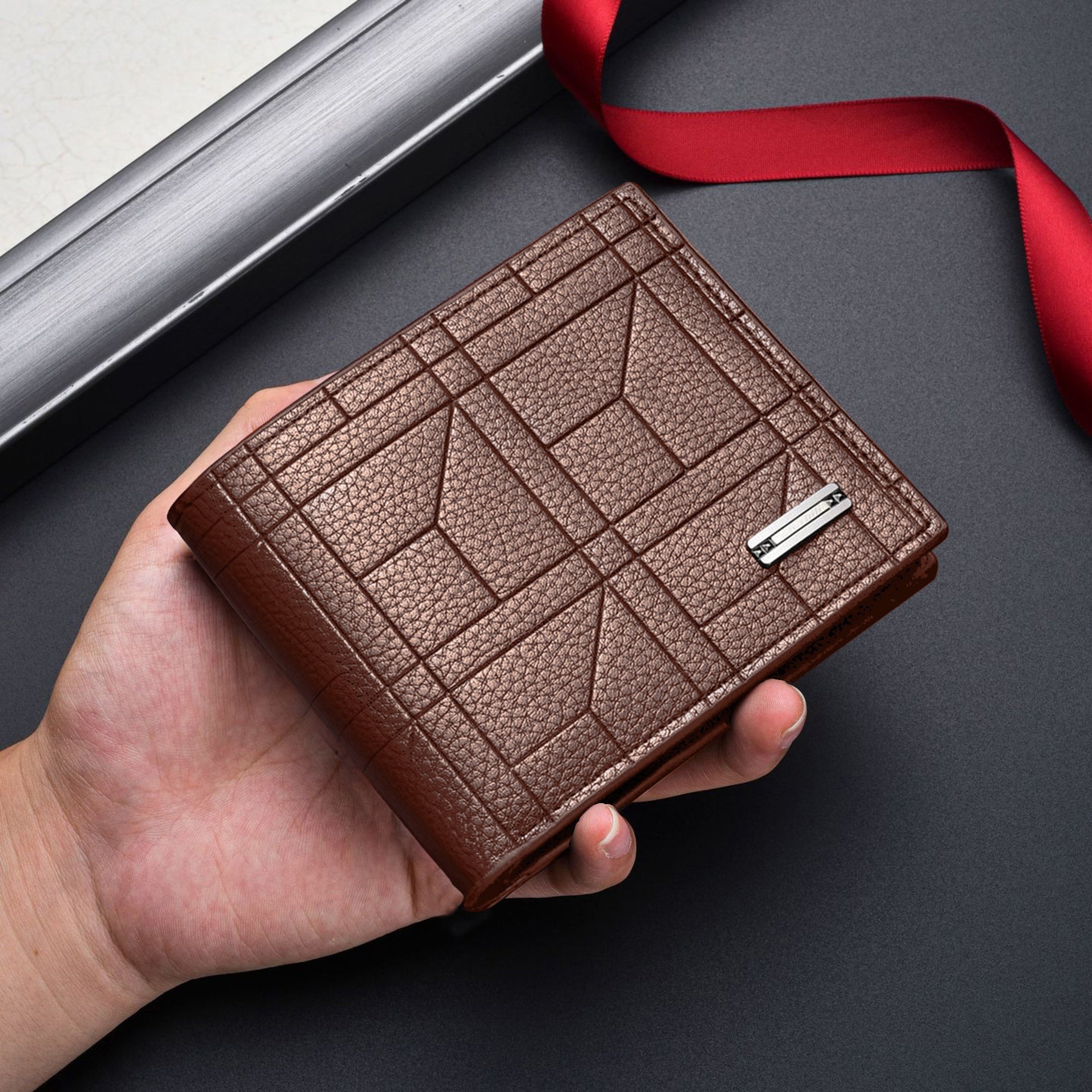 Herren PU-Leder Geldbörse mit großer Kapazität & mehreren Kartenfächern Perfektes Geschenk für ihn